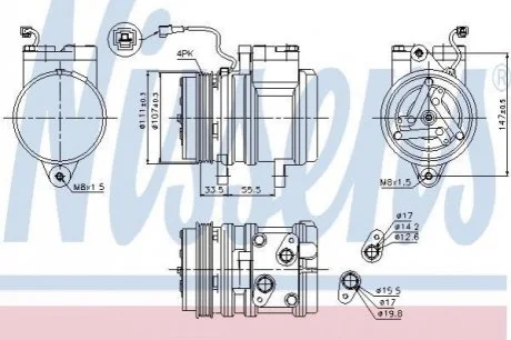 Компресор кондиціонера First Fit для Chevrolet, Daewoo NISSENS 89275 фото товару