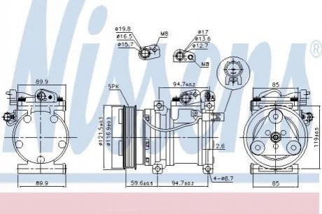 Компресор кондиціонера для KIA NISSENS 89294 фото товару