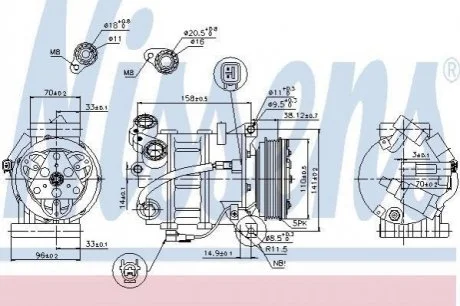 Компресор VOLVO S80(06-)2.0 D(+)[OE 1561005] для Ford, Volvo NISSENS 89350 фото товару