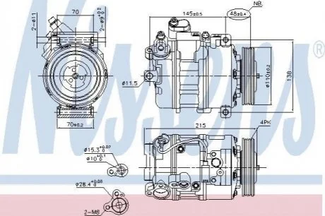 Компресор кондиціонера для BMW NISSENS 89417 фото товару