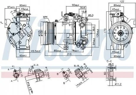 Компресор кондиціонера для Toyota, Mitsubishi, Smart NISSENS 89443 фото товару