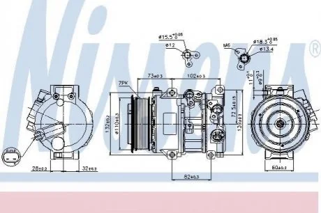 Компрессор кондиционера для Toyota NISSENS 89516 фото товара