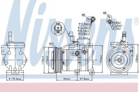 Компресор кондиціонера для Renault, Nissan NISSENS 89533 фото товару