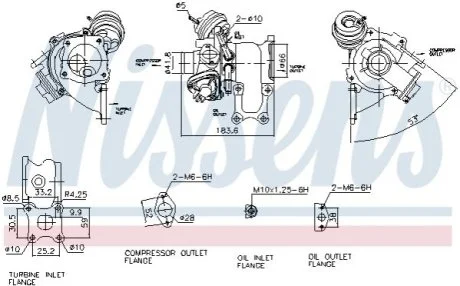Турбіна FORD TRANSIT/TOURNEO CONNECT (CHC) (13-) 1.0 EcoBoost (вир-во Nissens) Nissens для NISSENS 93278 фото товару