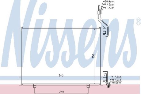 FORD Радіатор кондиціонера (конденсатор) FIESTA 1.6 D 08- (540x358x16) NISSENS 940107 фото товару