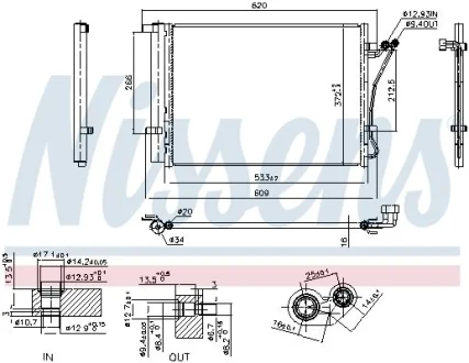 Радіатор кондиціонера (Конденсатор) HYUNDAI I20 (2008) 1.2 для NISSENS 941144 фото товару