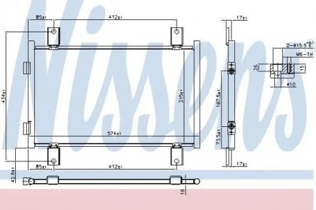 Радіатор кондиціонера 2.8TD 8V, 2.8JTD 8V, 2.0JTD 8V FIAT Ducato 02-06; PEUGEOT Boxer 02-06; CITROEN Jumper 02-06 для NISSENS 94712 фото товару