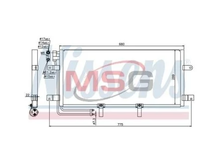 Конденсер кондиціонера для Citroen, Peugeot, DS, Opel NISSENS 94834 фото товару