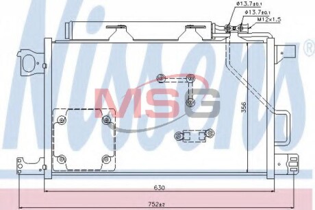 MERCEDES Радіатор кондиціонера (конденсатор) з осушувачем W203 CDI 200-270 04- (630x356x16) NISSENS 94857 фото товара