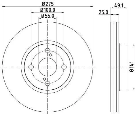 <strong>Диск гальмівний передній Toyota Corolla 1.4, 1.8, 2.0 (04-07) NISSHINBO Nisshinbo ND1016K (фото 1)</strong>