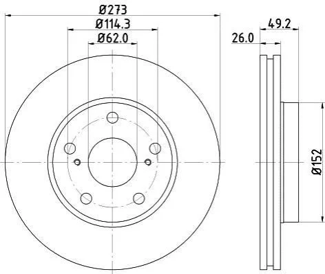 <strong>Диск гальмівний передній Toyota Auris 1.4, 1.6, 1.8 (07-) NISSHINBO Nisshinbo ND1021K (фото 1)</strong>
