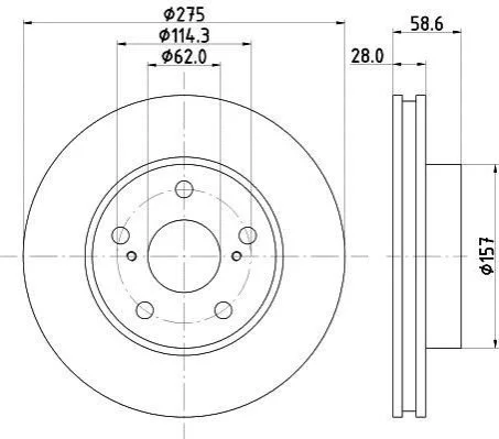 <strong>Диск гальмівний передний Toyota Hilux III 2.5, 2.7, 3.0, 4.0 (05-) NISSHINBO Nisshinbo ND1055K (фото 1)</strong>