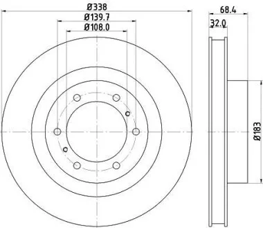 Диск гальмівний передній Lexus GX 460 (09-)/ Toyota Land Cruiser 150 2.7, 3.0, 4.0 (10-) NISSHINBO для Nisshinbo ND1058K фото товару