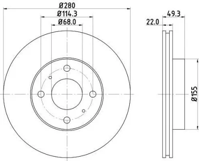 Диск гальмівний передній Nissan Almera 1.5, 1.8, 2.2 (00-), Primera 1.6, 1.8, 2.0 (96-02) NISSHINBO для Nisshinbo ND2023K фото товару