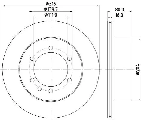 <strong>Диск гальмівний задній Nissan Patrol 2.8, 3.0, 4.2, 4.8 (00-) NISSHINBO Nisshinbo ND2045 (фото 1)</strong>