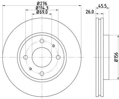 <strong>Диск гальмівний передний Mitsubishi Galant, Lancer VI 1.6, 2.0, 2.4 (96-) NISSHINBO Nisshinbo ND3005K (фото 1)</strong>