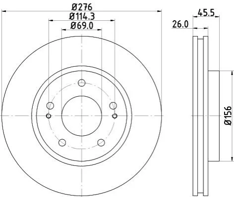 <strong>Диск гальмівний передній Mitsubishi Lancer 1.6, 2.0, 2.4 (03-) NISSHINBO Nisshinbo ND3030K (фото 1)</strong>