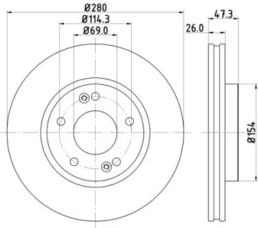 Диск гальмівний передний Hyundai i30, Tucson/Kia Carens, Ceed, Cerato 1.6, 2.0 (10-) NISSHINBO для Nisshinbo ND6037K фото товару