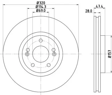 Диск гальмівний передний Hyundai i40/Kia Optima 1.6, 1.7, 2.0 (11-) NISSHINBO для Nisshinbo ND6073K фото товару