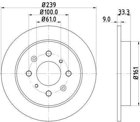 <strong>Диск гальмівний задний Honda Jazz 1.3, 1.4, 1.5 (08-) NISSHINBO Nisshinbo ND8033K (фото 1)</strong>