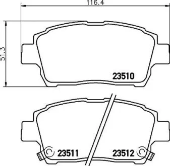Колодки гальмівні дискові передні Toyota Corolla 1.4, 1.8 (01-07),Prius Hybrid 1.5 (03-09) NISSHINBO для Nisshinbo NP1005 фото товару