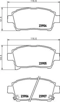 Колодки гальмівні дискові передні Toyota Corolla 1.5, 1.8 (02-07),Yaris 1.0, 1.3, 1.5, 1.8 (99-05) NISSHINBO для Nisshinbo NP1054 фото товару