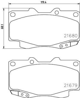 Колодки тормозные дисковые передние Toyota Hilux III, Fortuner 2.5, 3.0, 4.0 (05-) Nisshinbo NP1075 фото товара