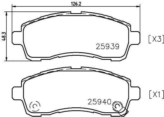 <strong>Колодки гальмівні дискові передние Suzuki Swift/Mazda 2/ Daihatsu Materia 1.2, 1.3, 1.5, 1.6 (06-) NISSHINBO Nisshinbo NP5029 (фото 1)</strong>