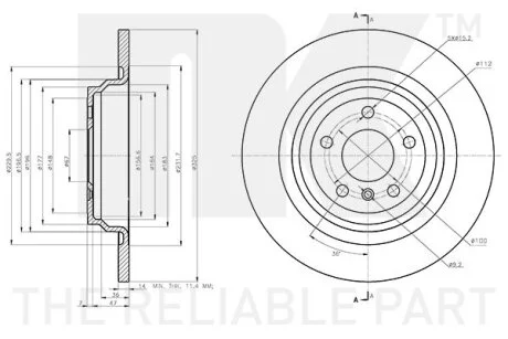 Диск гальмівний невентильований MERCEDES для NK 3133146 фото товару