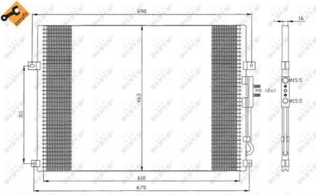 Конденсатор кондиціонера JEEP Grand Cherokee 2.7D 99- NRF 35275 фото товара