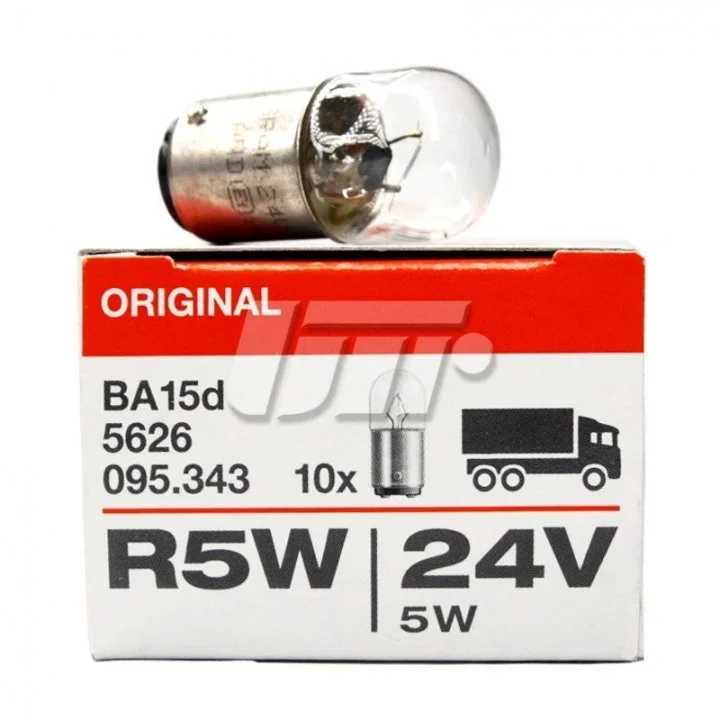<strong>Лампа (відпуск. 10шт) R5W 24В 5Вт BA15D основна лампа OSRAM 5626 (фото 1)</strong>