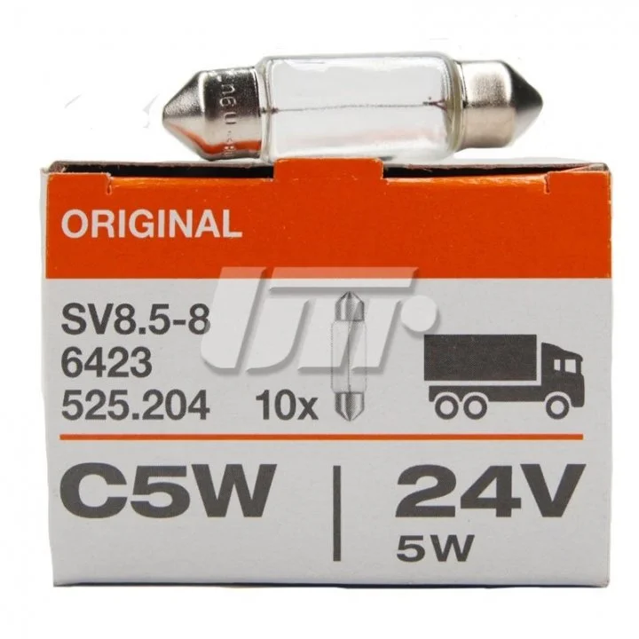 <strong>Лампа (упаковка-блістер 10шт) C5W 24В 5Вт SV8,5-8 Standard OSRAM 6423 (фото 1)</strong>