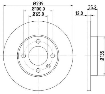 HELLA VW Диск тормозной передн.Audi 80,Golf I,II,III,Passat,Vento PAGID 8DD 355 100-131