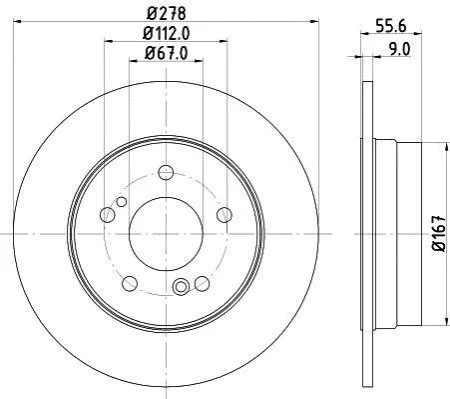 <strong>HELLA DB Диск тормозной задний W124/202/203/210 (278*9) PAGID 8DD 355 101-011 (фото 1)</strong>