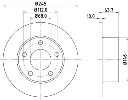 Гальмівний диск зад. Passat B5/Audi 100/A6 -05 (245x10) для PAGID 8DD 355 102-801 фото товару