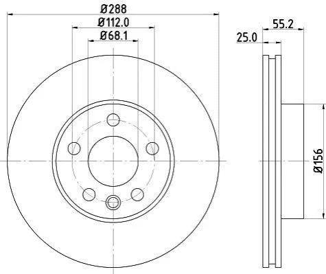 <strong>HELLA PRO Диск гальмівний перед. (вентил.) VW Sharan 95- FORD Galaxy SEAT (288*25) PAGID 8DD 355 104-481 (фото 1)</strong>