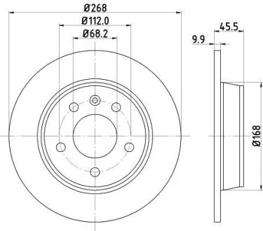 HELLA VW Диск гальмівний задн. Sharan SEAT Alhambra FORD Galaxy (268*9) для PAGID 8DD 355 104-501 фото товару