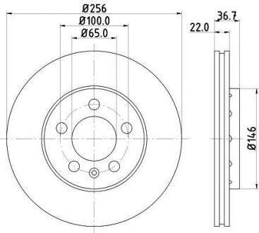 HELLA VW Диск тормозной вент.передн. Audi A3,Golf IV,Polo,Skoda Fabia,Octavia PAGID 8DD 355 105-361