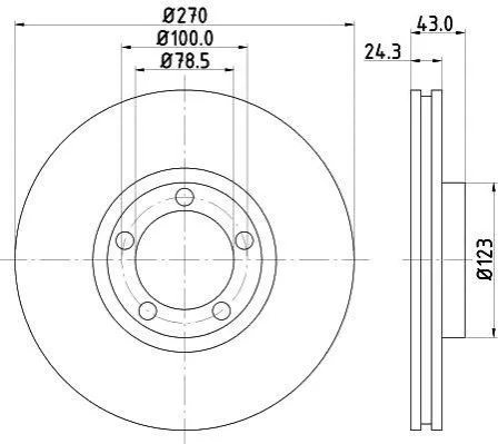 <strong>HELLA FORD диск гальм. перед. (вентил.) Transit 94-00 (270*24,1) PAGID 8DD 355 105-641 (фото 1)</strong>