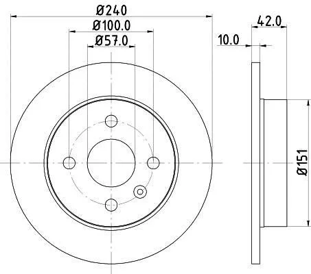<strong>HELLA OPEL диск гальмівний задн. Astra G/H (240*10) (4-відв.) PAGID 8DD 355 106-091 (фото 1)</strong>