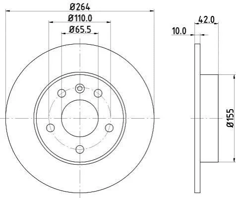 <strong>Гальмівний диск зад. Opel Astra G 98-14 (264x10) PAGID 8DD355106-111 (фото 1)</strong>