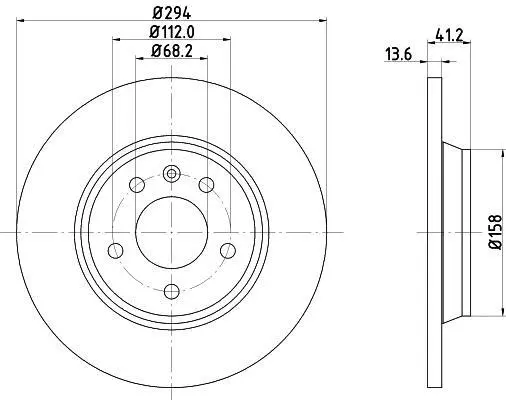 <strong>HELLA PRO VW диск гальмівний задн. T4, Sharan 00- SEAT FORD (294*13,5) PAGID 8DD 355 106-661 (фото 1)</strong>