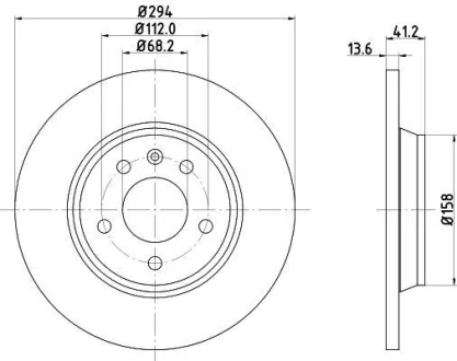 HELLA PRO VW диск гальмівний задн. T4, Sharan 00- SEAT FORD (294*13,5) для PAGID 8DD 355 106-661 фото товару