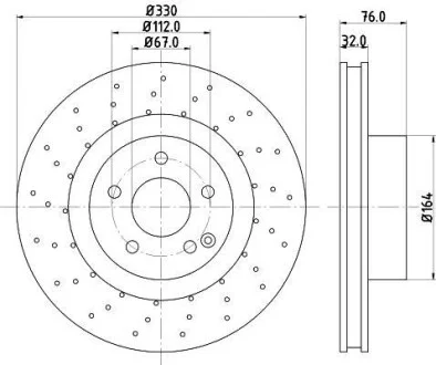 Гальмівний диск W220 (PRO) HELLA для PAGID 8DD355106-851 фото товару
