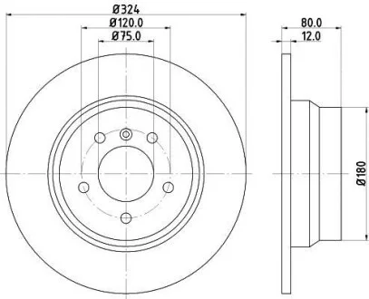 Гальмівний диск зад. BMW X5 (E53) 00-06 (324x12) для PAGID 8DD355107-771 фото товару