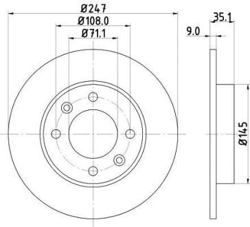 HELLA CITROEN гальмівний диск задній Berlingo, C2, C3, C4 PAGID 8DD 355 108-391 фото товару