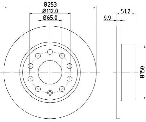 <strong>Гальмівний диск зад. Caddy III/Octavia II/III/Golf V/VI 03- (253x9.9) PAGID 8DD355109-601 (фото 1)</strong>