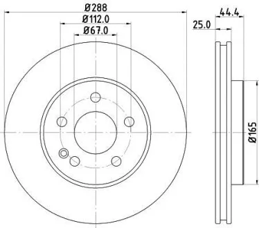 HELLA DB Диск тормозн.передн.W169 04-,W245 05- для PAGID 8DD 355 111-081 фото товару