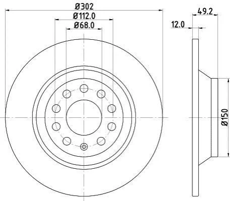 <strong>HELLA VW Диск тормозной задний AUDI A6 2.0i 2.4i 2.7TDI 2.8FSI 3.0i 05- (302*11.7) PAGID 8DD 355 111-181 (фото 1)</strong>