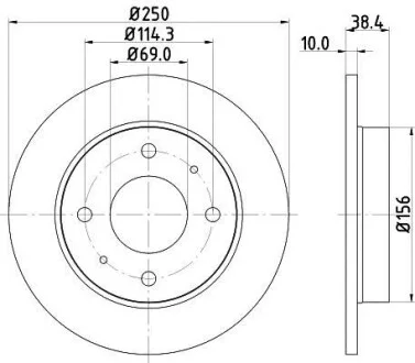 HELLA PRO MITSUBISHI Гальмівний диск задн. COLT CZC VI 1.5 06, COLT VI 1.1, 1.3, 1.5 04-, SMART для PAGID 8DD 355 111-531 фото товару